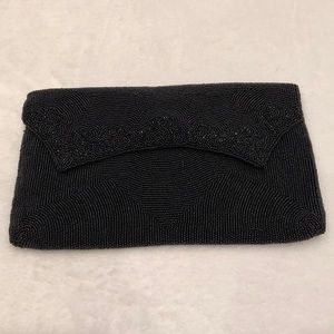 Vtg Walborg handmade black beaded clutch